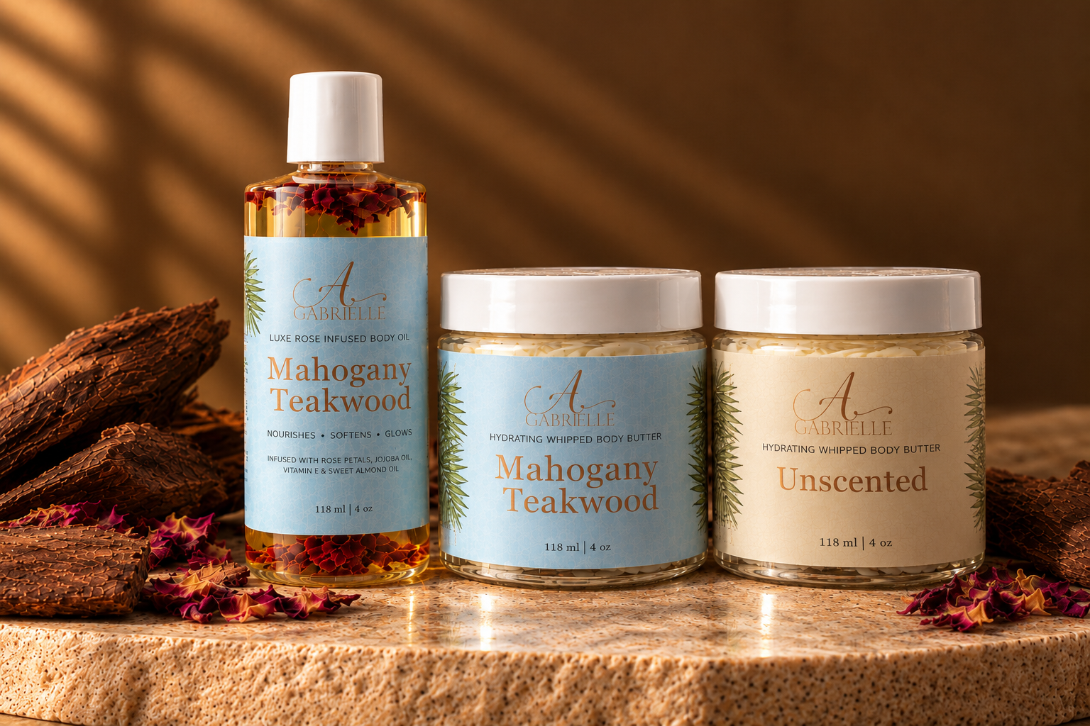 Mahogany Teakwood body oil and butter pairing